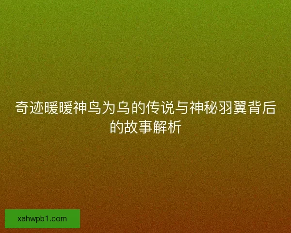 奇迹暖暖神鸟为乌的传说与神秘羽翼背后的故事解析