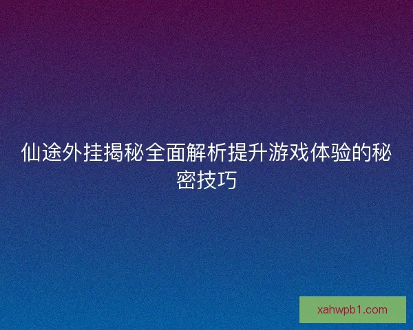 仙途外挂揭秘全面解析提升游戏体验的秘密技巧
