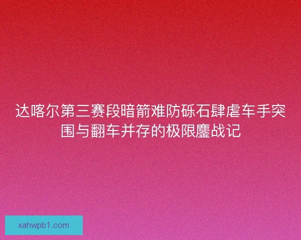 达喀尔第三赛段暗箭难防砾石肆虐车手突围与翻车并存的极限鏖战记