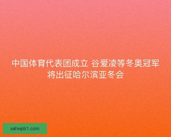 中国体育代表团成立 谷爱凌等冬奥冠军将出征哈尔滨亚冬会