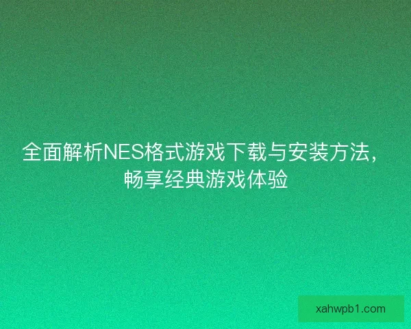 全面解析NES格式游戏下载与安装方法,畅享经典游戏体验 全面解析NES格式游戏下载与安装方法,畅享经典游戏体验