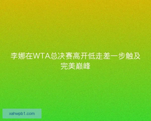李娜在WTA总决赛高开低走差一步触及完美巅峰
