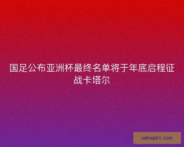 国足公布亚洲杯最终名单将于年底启程征战卡塔尔